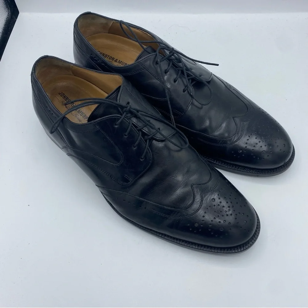 Johnston & Murphy Classic Black Leather Oxfords Size‎ 10.5 formal event work